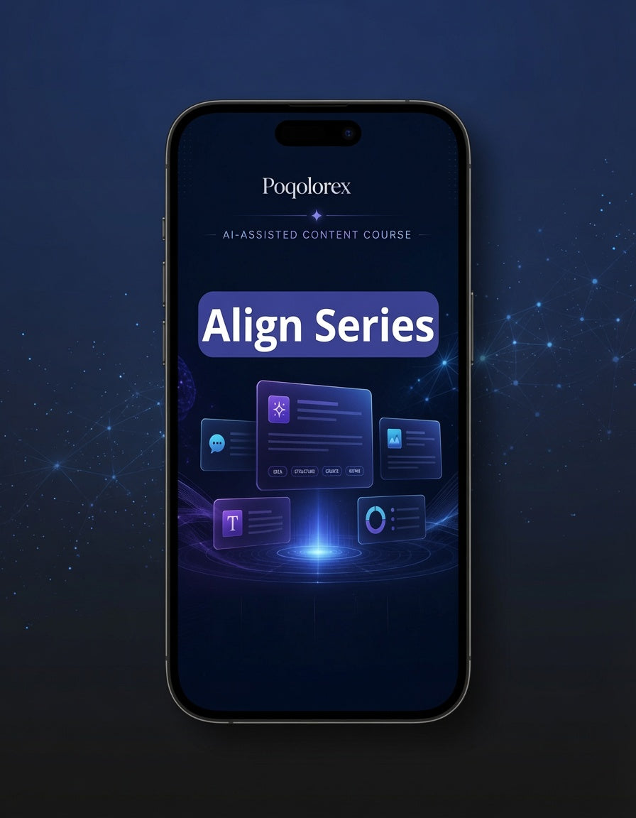 Smartphone displaying the Pogolorex Align Series app on a dark blue background