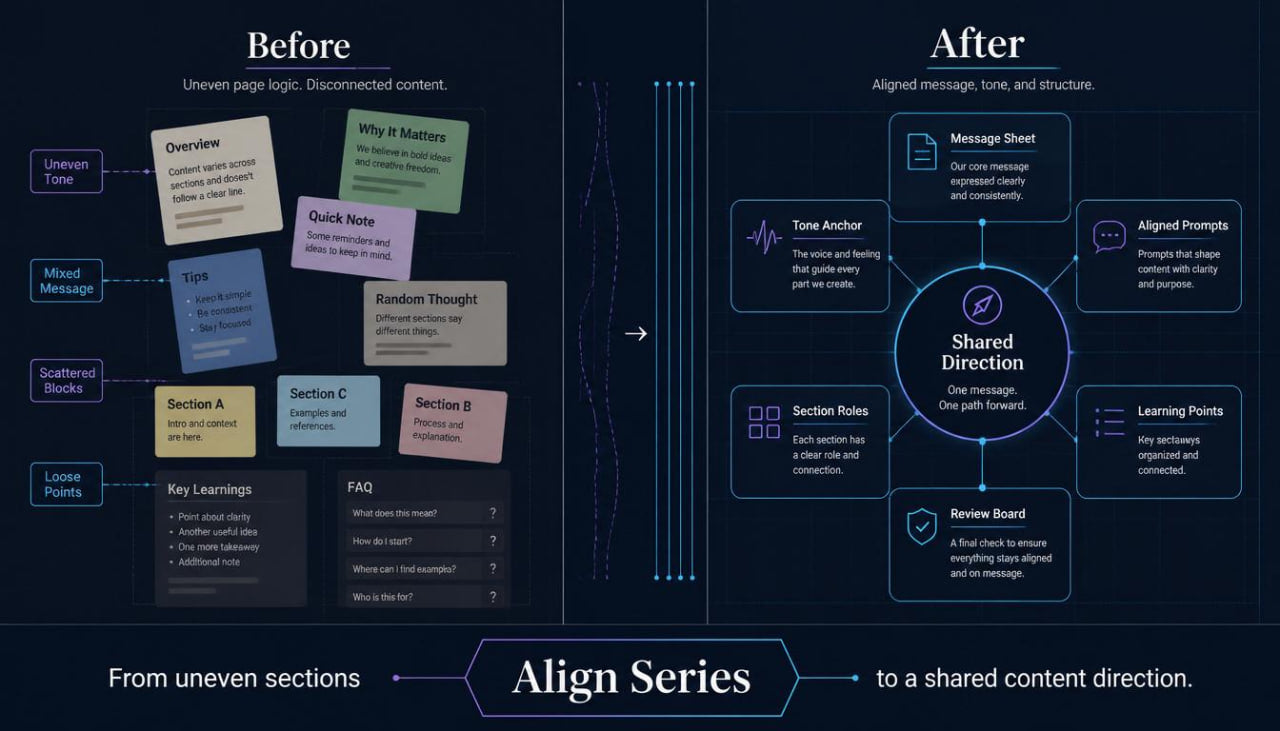 Before and after comparison of a user interface design with text on a dark background