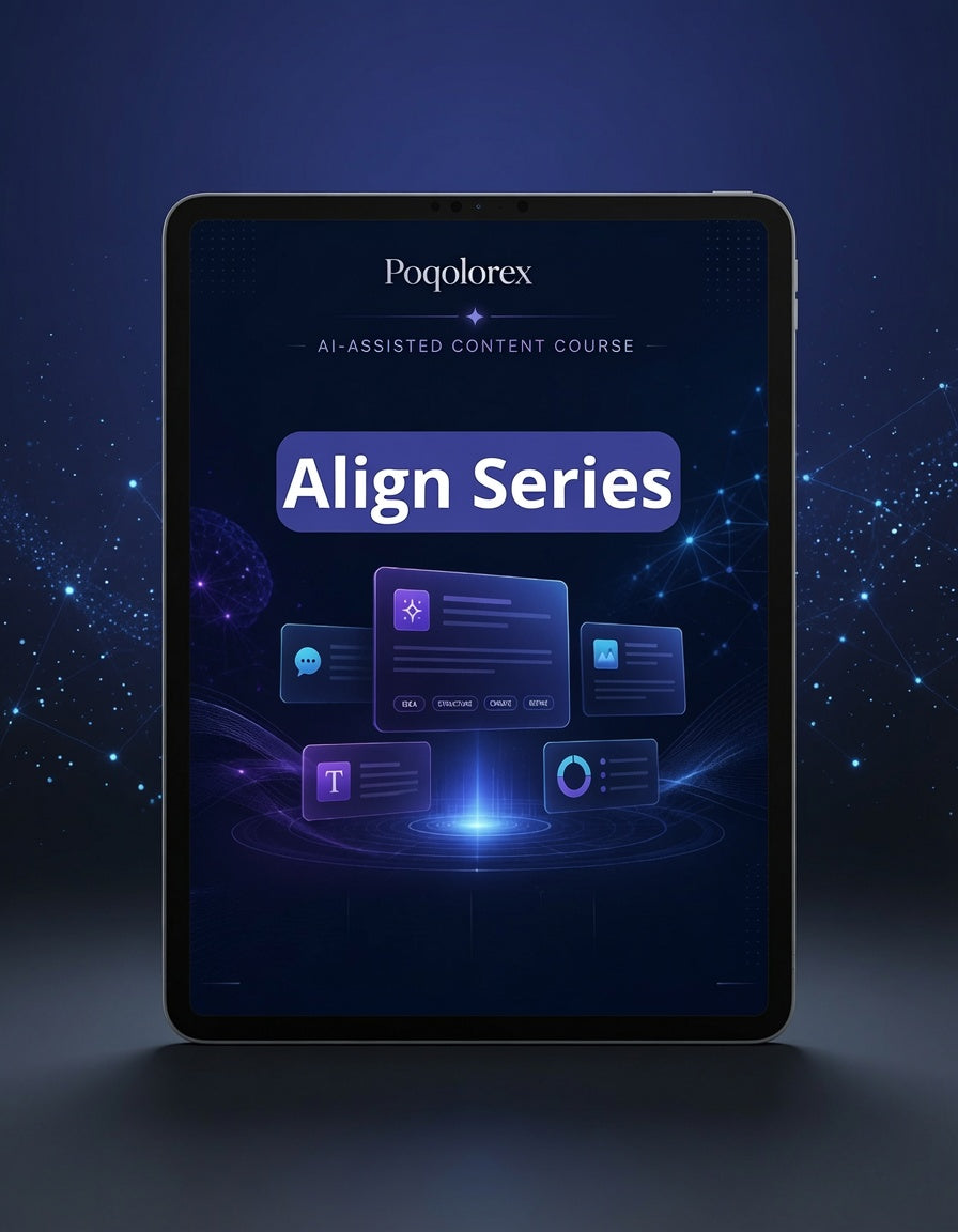 Tablet displaying Poqolorex Align Series on a dark background