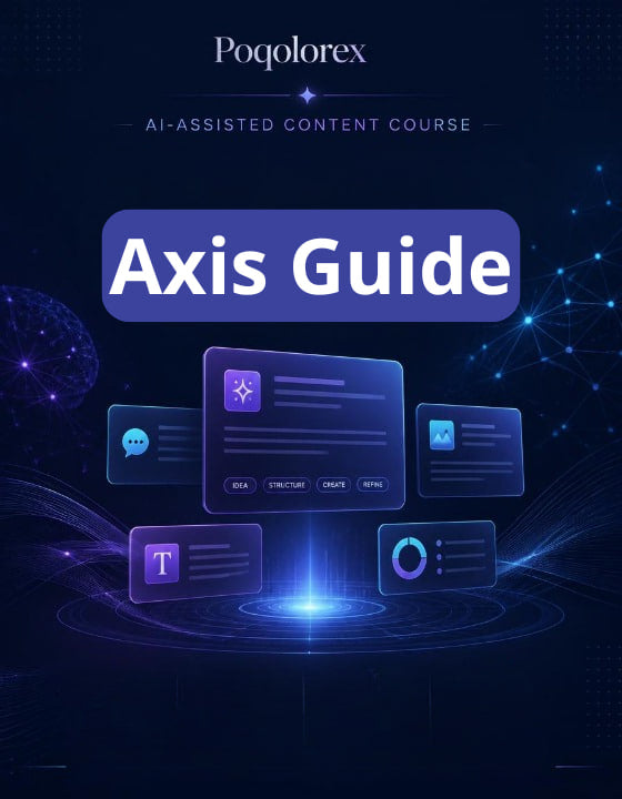 Cover of 'Axis Guide' by Poqolorex with digital interface design on a dark background
