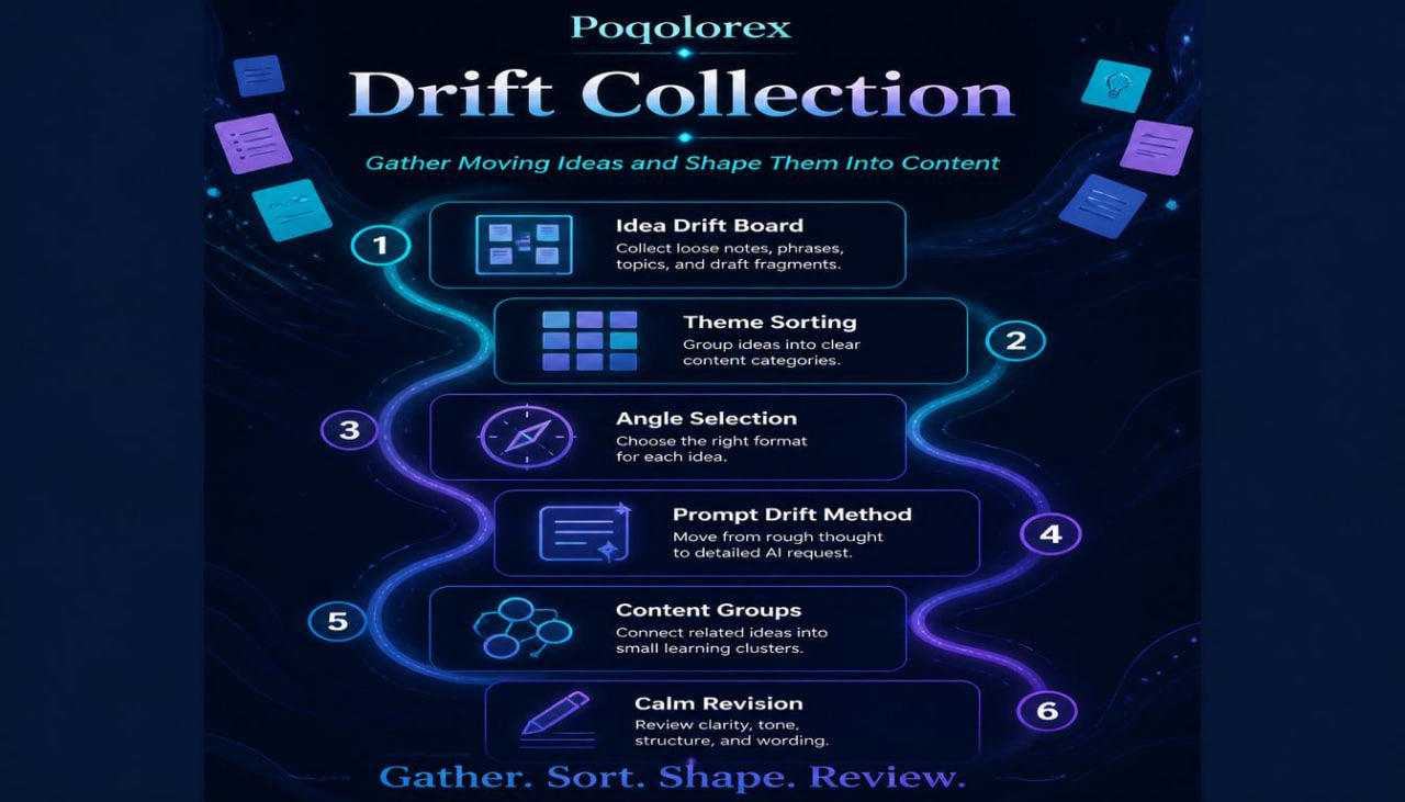 Diagram of the Poqolorex Drift Collection process on a dark background