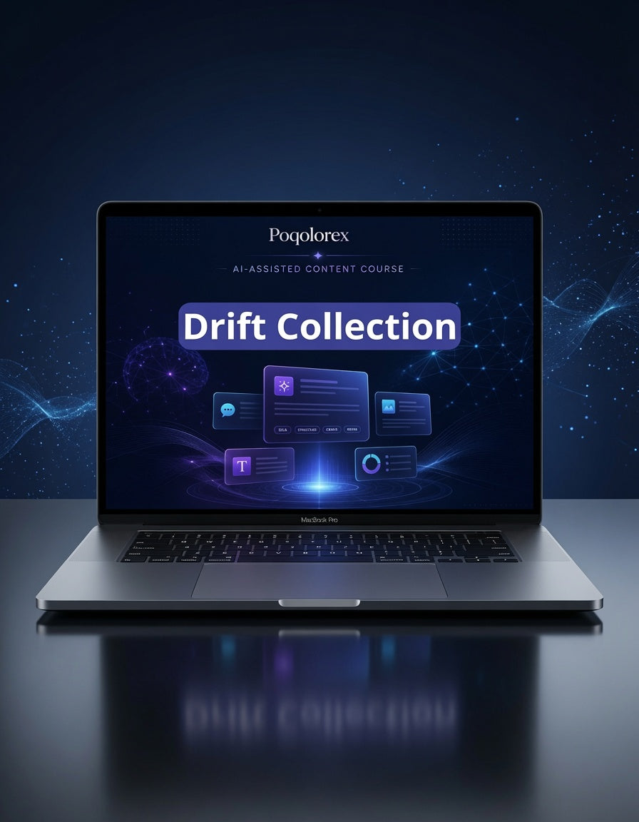 Laptop displaying Poqloprex Drift Collection software on a dark background