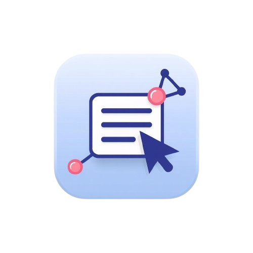 Icon of a document with a cursor on a light blue background