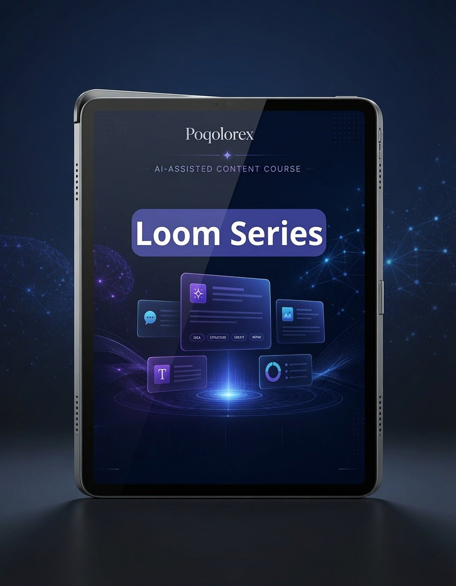 Tablet displaying Poqolorex Loom Series on a dark background