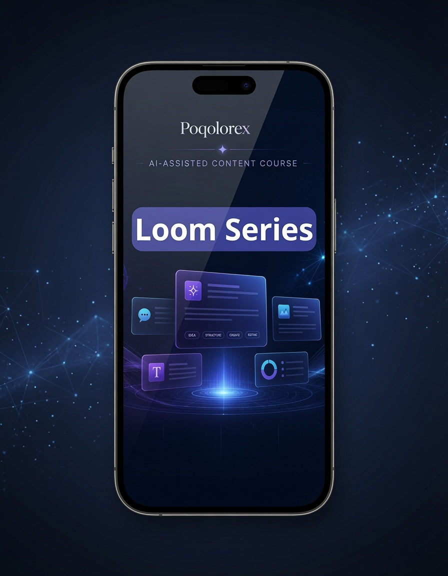 Smartphone displaying Poqolorex Loom Series app on a dark background