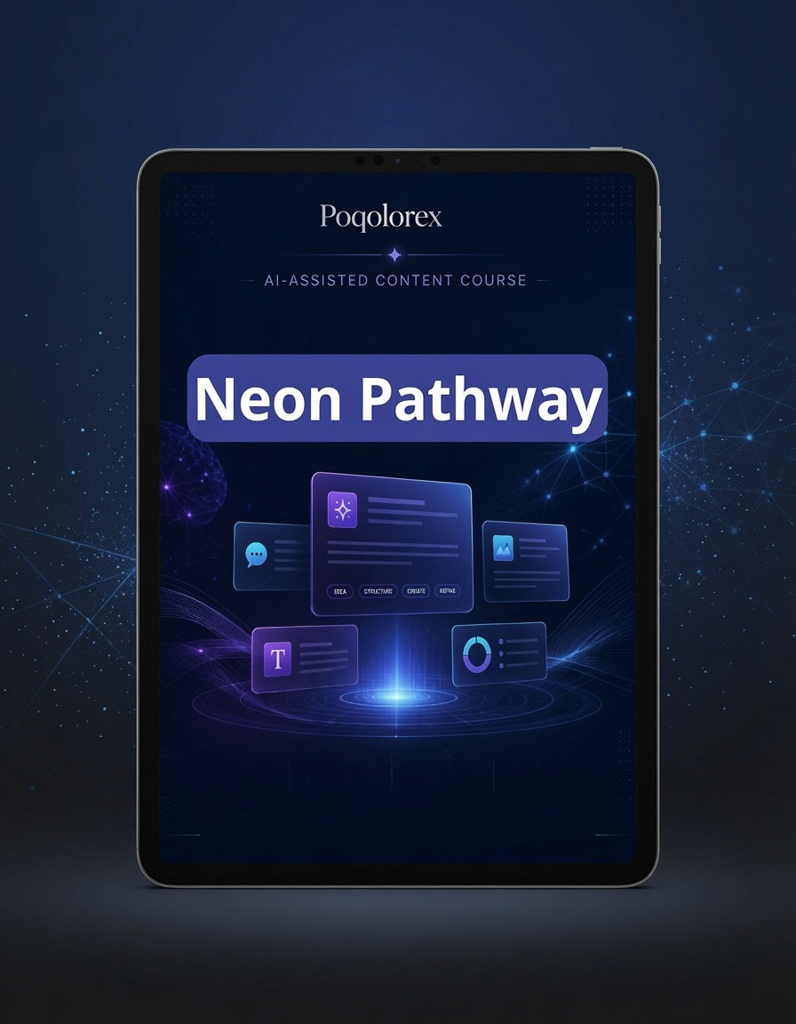 Tablet displaying 'Neon Pathway' course on a dark background