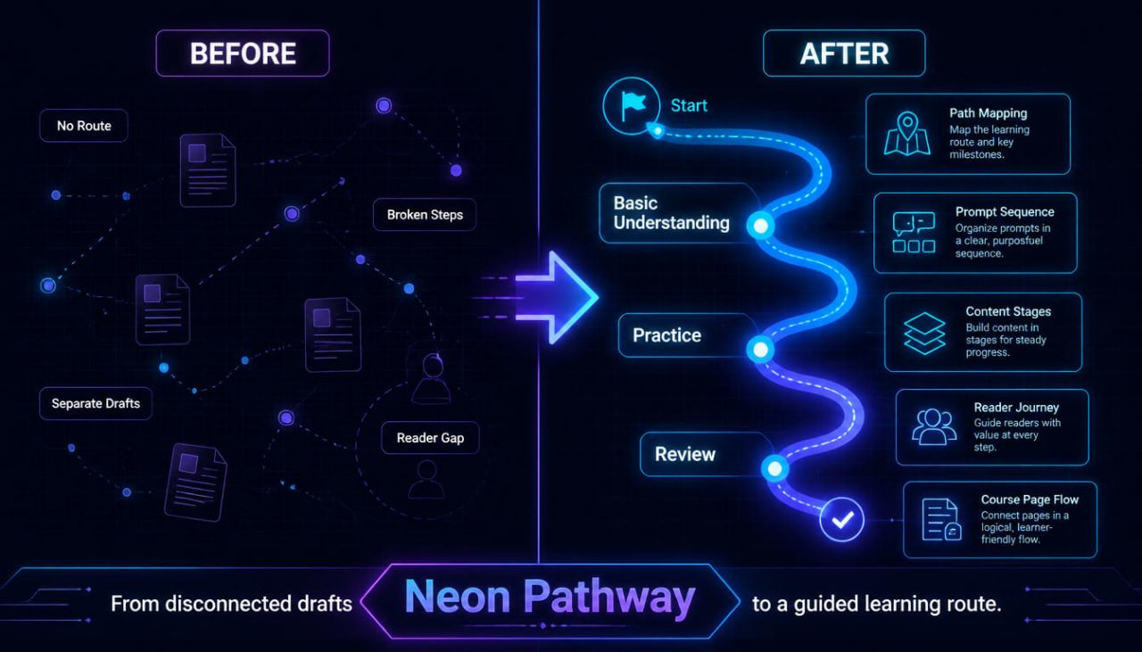 Diagram showing a 'Before' and 'After' flowchart with labeled steps on a dark background.